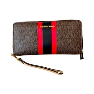 Michael Kors Continental Stripe Wallet Wristlet travel jet set